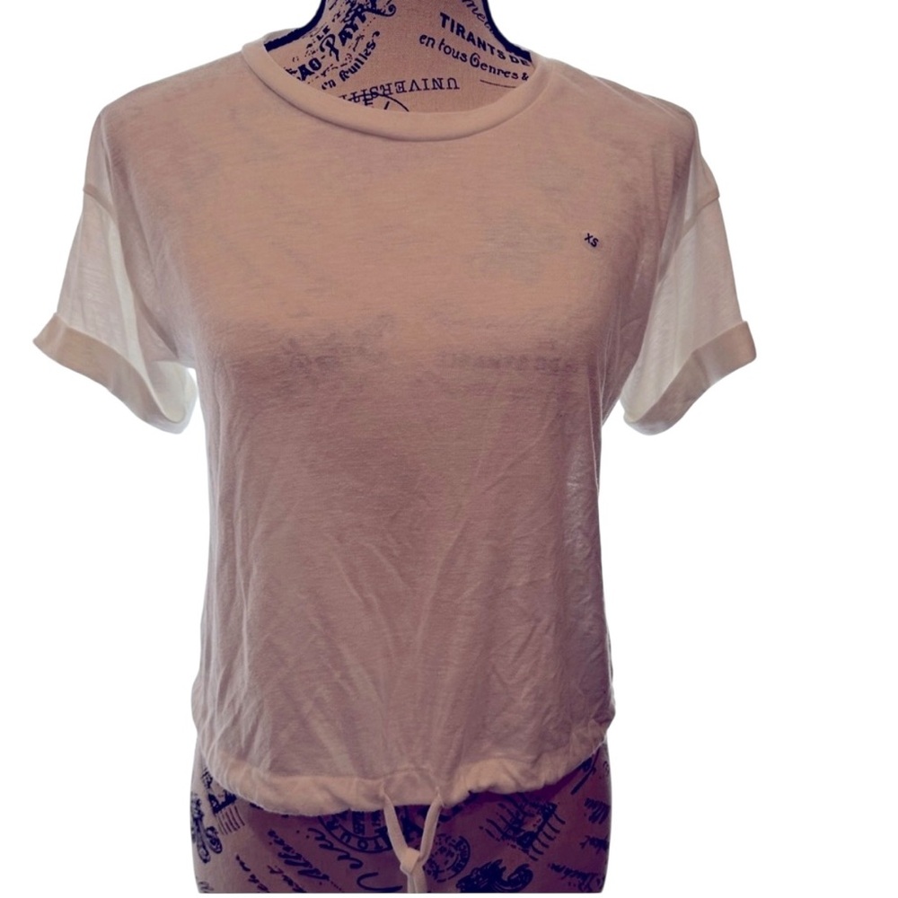 American Eagle Basic White Tee Linen Blend Adjust… - image 1